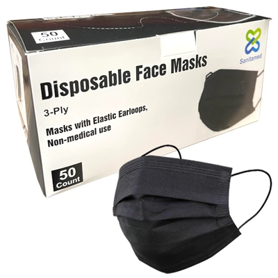 MASK2500ST-BK, Sanitamed Black 3PLY Non Medical Earloop Mask