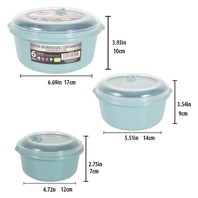 56045, Fresh Guard Plastic Food Container w/ Vent 6PK Round, 191554560451