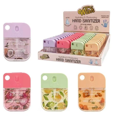 60383, Wish Hand Sanitizer Spray 1.2oz with PDQ (4 Scent) Caramel/Coconut Cream/Dragonfruit/Golden Citrus, 191554603837