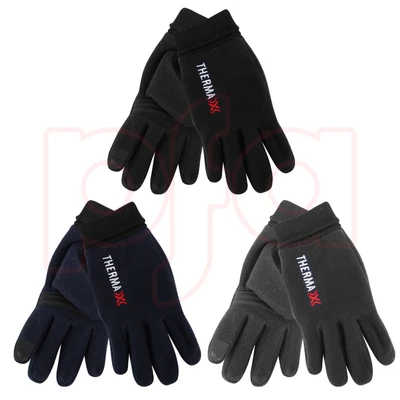 11275, Thermaxxx Fleece Gloves Men's Leather Palm w/ Touch, 191554112759