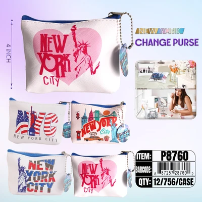P8760, NewYork Coin Purse 4x Assorted 4.9"x 3.9", 887257287602
