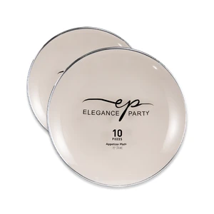 36347, Elegance Party Curve 10PK 7.5" Dinner Plate Linen+Silver, 191554363472