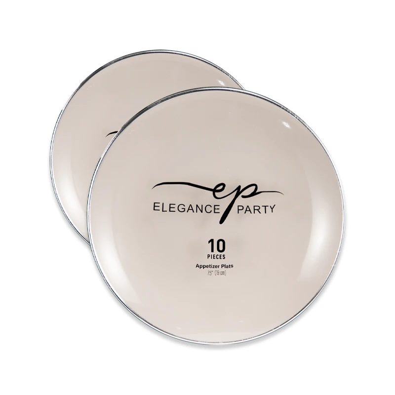 Elegance Party Curve 10PK 7.5" Dinner Plate Linen+Silver