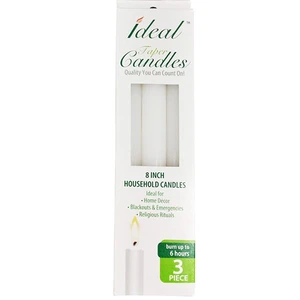 48300, Ideal Taper Candles 8in 3PK, 191554483002