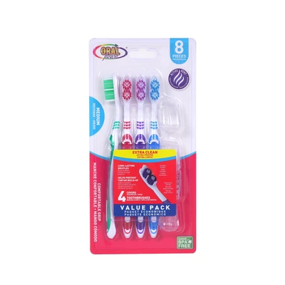 68004, Oral Fusion Medium Bristle Toothbrush & Cap 8PK Set, 191554680043