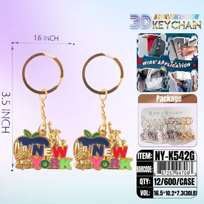 NY-K542G, NY key chain Gold, 887257947063