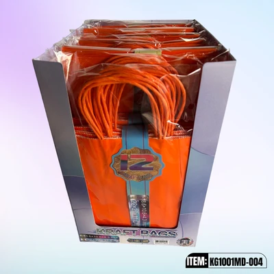 KG1001MD-O04, Kraft Bags MD. Orange 12/Pk 10.6"x8.6"x4.3", 887258100252