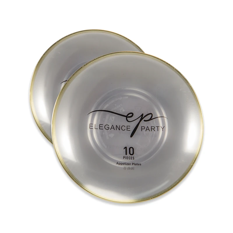 Elegance Party Curve 10PK 7.5" Dinner Plate Clear+Gold