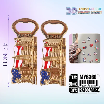 MY636G, New York Souvenir M. Metal Magnet Gold, 887257919084