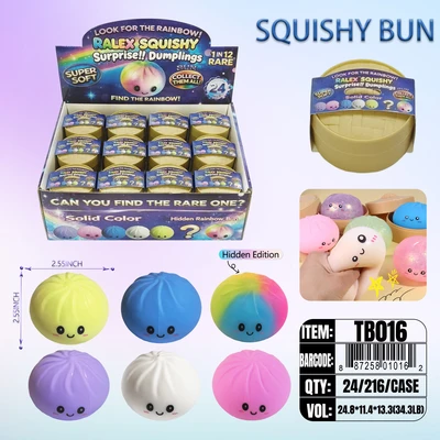 TB016, Squishy Bun 6 Colors 2.5”, 887258010162