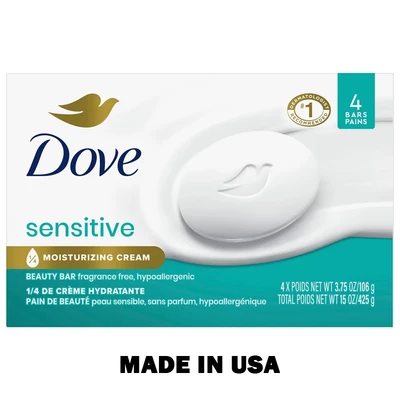 DS4-S, Dove Soap USA 3.75oz 4-Pack Sensitive #61311, 011111615540