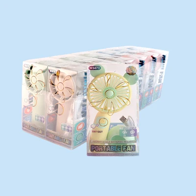 W3479, Rechargeable Portable Fan Assorted Color/PDQ, 887257734793