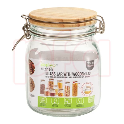 33194, Ideal Kitchen Glass Jar w/ Bamboo Lid 37.19 oz, 191554331945