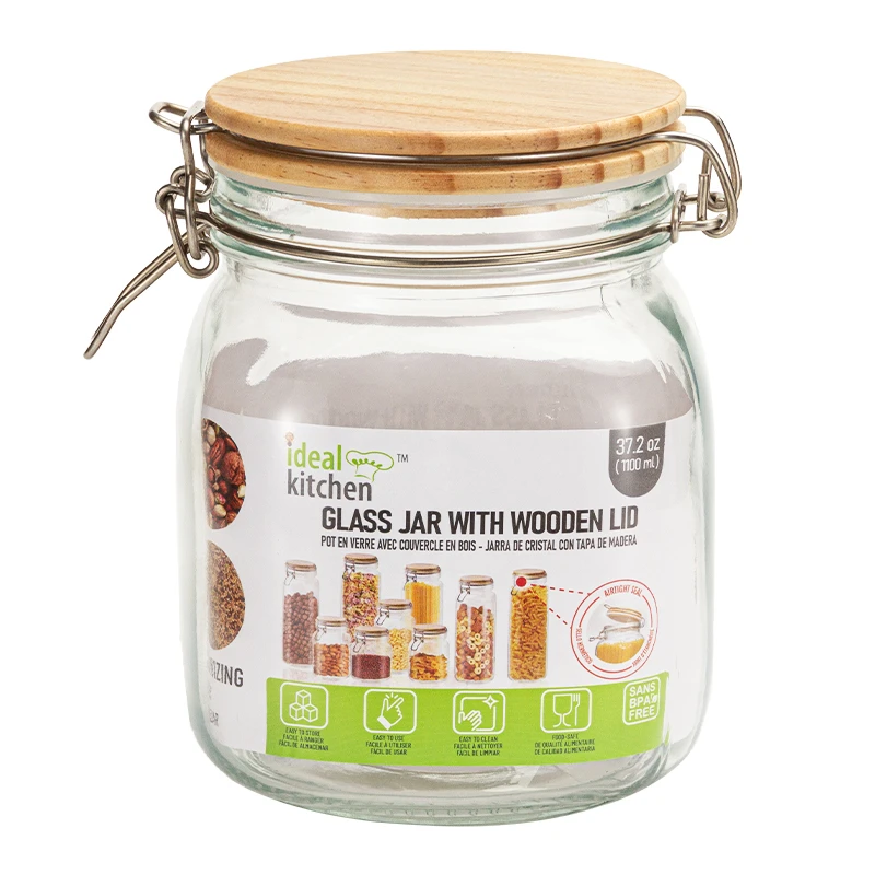 Ideal Kitchen Glass Jar w/ Bamboo Lid 37.19 oz