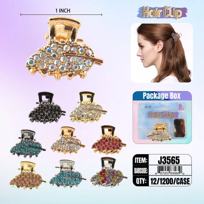 J3565, Hair Clip 1″ Inch with Diamond Assorted, 887257835650