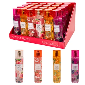 88817, Women's Body Mist Display 8 oz/ 236 ml Love Of Fruits, 4 Scents Blackberry Mystery/Strawberries & Cream/Touch Of Peach/ Valencia Aorange - United Scents, 191554886230