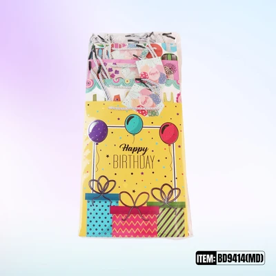 BD9414-MD, Birthday Gift Bags MD x4 Assted. 7.1"x3.1"x9.4", 887257130328