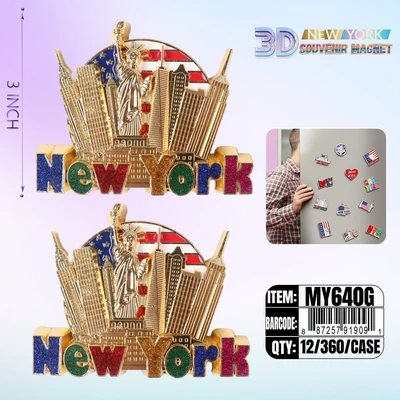 MY640G, New York Souvenir M. Metal Magnet Gold, 887257919091