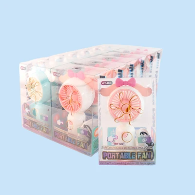 W3464, Rechargeable Portable Fan Assorted Color/PDQ, 887257734649