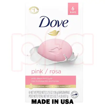 DS6-P, Dove Soap USA 3.75oz 6-Pack Pink #61015, 011111610156