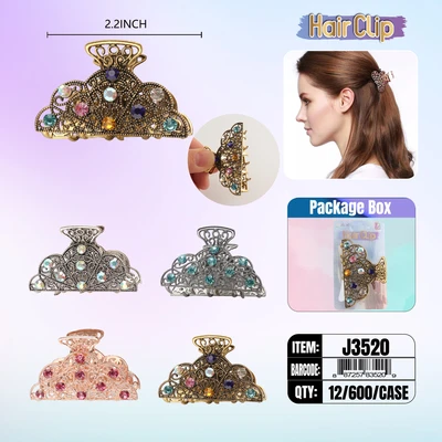 J3520, Hair Clip 2″ Inch with Diamond Assorted, 887257835209