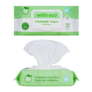 69319, Wish Eco Flushable Wipes 50ct Fresh Scent, 191554693197