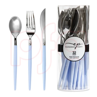 36307, EP 32PK Cutlery  Ice Blue+Silver, 191554363076