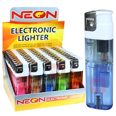 ZY-218S1-NEON-E, Neon Electronic Lighter 5 Transparent Color, 10855553008303