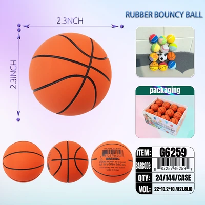 G6259, High Elastic Rubber Ball 2.4" Assorted Colors 24/DP, 887257462597