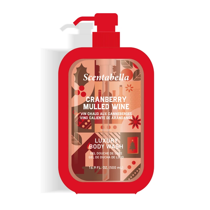 Scentabella Body Wash 16.9oz 500ml Holiday Cranberry Mulled Wine