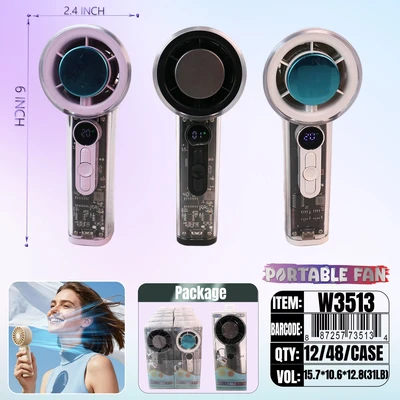 W3513, Rechargeable Portable Cooling Fan Assorted Color/PDQ, 887257735134