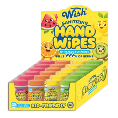OL69301, Wish Sanitizing Hand Wipes 20CT Display, 191554693012