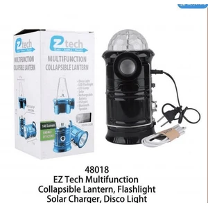48018, EZ Tech Multifunction Collapsible Lantern, Flashlight, Solar, Disco, BT Speaker, 191554480186