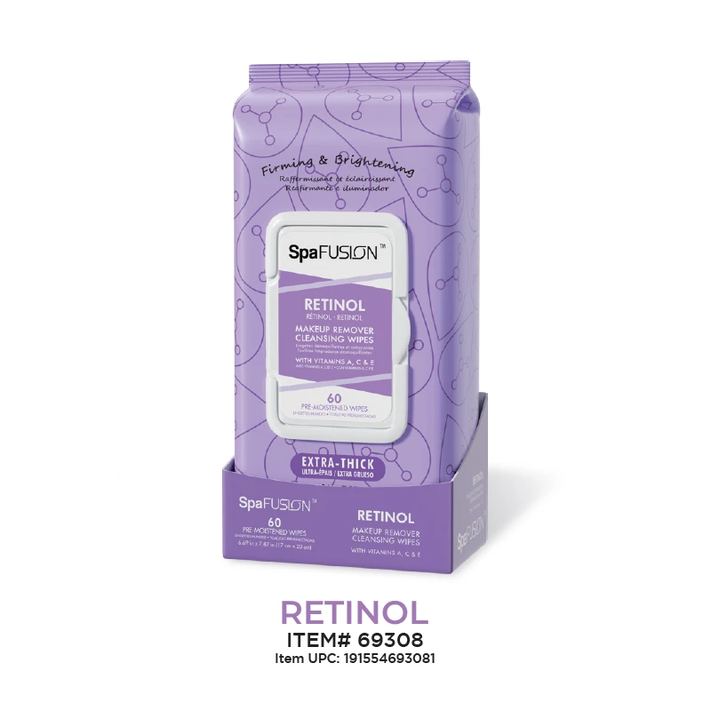 Spa Fusion Make up Remover Cleansing Wipes 60ct Retinol