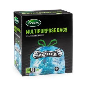 ST-30214, Scotts Trash Drawstring Bag Flex 33 Gal 52CT Clear Blue - Scotts, 191554302143