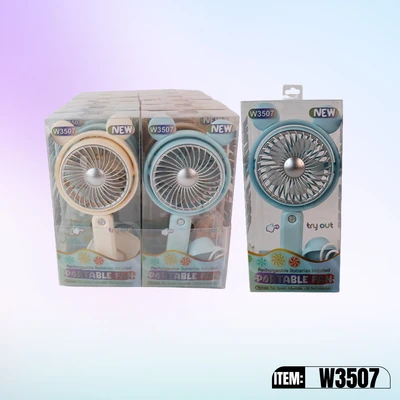 W3507, Rechargeable Portable Fan Assorted Color/PDQ, 887257735073