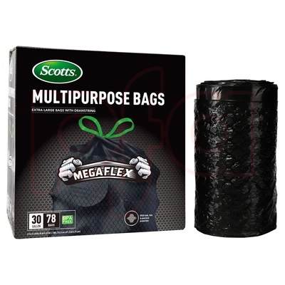 ST-30206, Drawstring Trash Bag Flex 30 Gal 78CT Black - Scotts, 191554302068