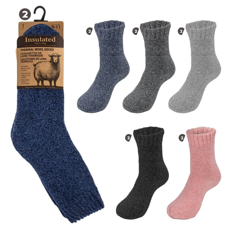 Insulated Thermal Ladies Wool Socks 9-11