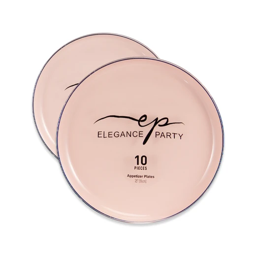 36311, Elegance Party Edge 10PK 7.5" Dinner Plate Blush+Silver, 191554363113