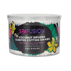 24032, Spa Fusion Coconut Infused Cotton Swabs Multicolourful Plastic 500CT, 191554240322