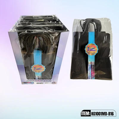 KG1001MD-B16, Kraft Bags MD. Black 12/Pk 10.6"x8.6"x4.3", 887258100375