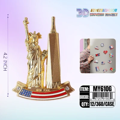 MY610G, New York Souvenir M. Metal Magnet Gold, 887257919039