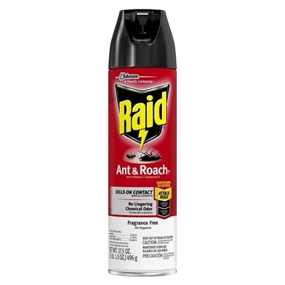 R17US, Raid Ant & Roach Spray 17.5oz Fragrance Free, 046500117176