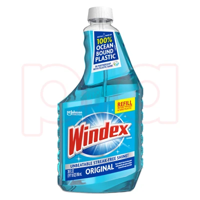 WC26B, Windex MultiSurface Disinfectant Cleaner Refill 26oz Blue, 019800003777