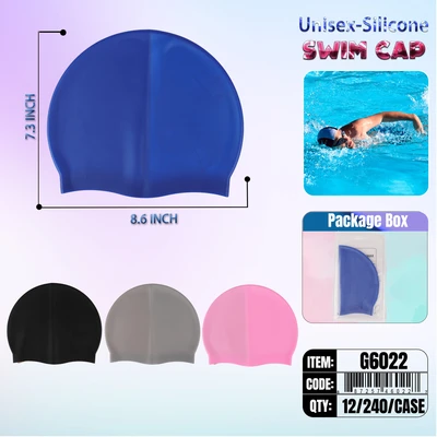 G6022, Silicon Swim Cap Pure Color  7.3″ x8.6″ Inch, 887257460227