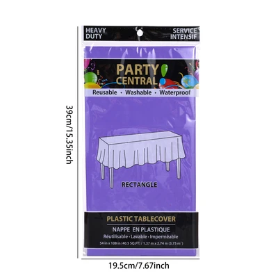 50008, Party Central Heavy Duty Rectangle Plastic Tablecover - Purple, 191554500082