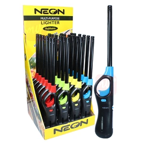 ZY-3884-DP, Neon Black & Blue BBQ Lighter PDQ Display, 855553008283