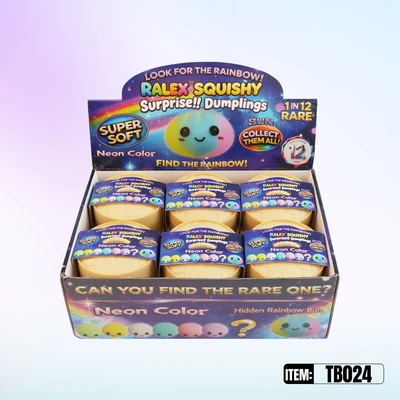 TB024, Ralex Squishy Dumplings Surprise Neon Soild & Rainbow 3.35", 887258010247