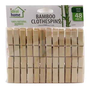 42202, Ideal Home Bamboo Clothespins 48CT, 191554422025