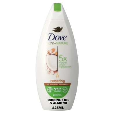DBW225RCA, Dove Body Wash 225ml Restoring Coconut Oil & Almond, 8720181222627